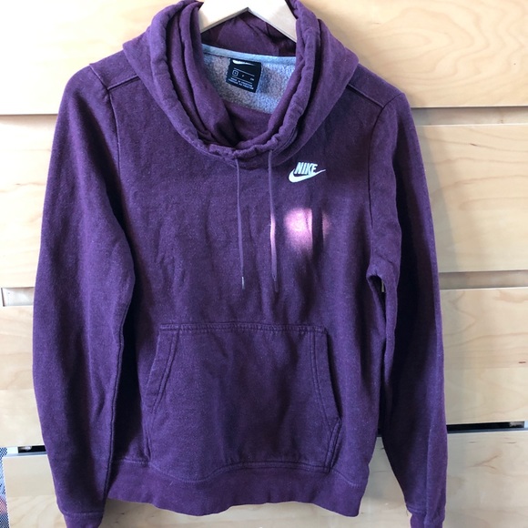 Nike Funnel Cowl Neck Maroon Marled Sweatshirt - Picture 2 of 7